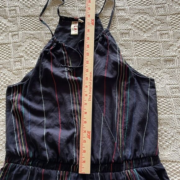 Anthropologie Dolan Left Coast Navy Embroidered Striped Cotton Halter Jumpsuit - Picture 15 of 16